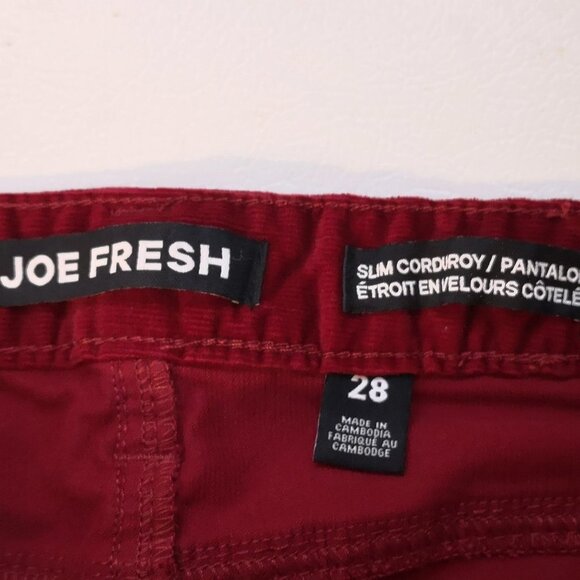 2/$20.00 Mix & Match - Joe Fresh Ladies Deep Red Slim & Soft Corduroy Pants - Picture 3 of 9